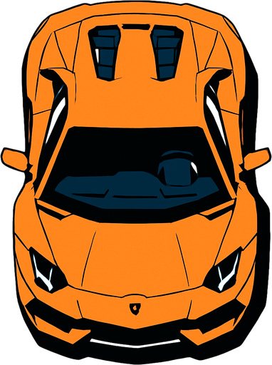 lamborghini üstten çekilmiş.
In-Game asset.  2d.  High contrast.  No shadows