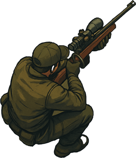 Sniper man from top view