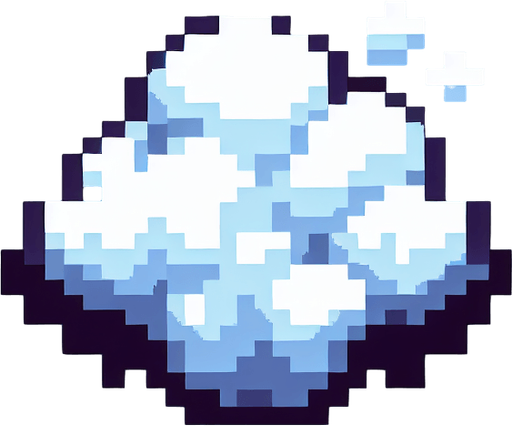 puff of snowy smoke. pixelated. 8 bit. Single Game Texture. In-Game asset. 2d. Blank background. High contrast. No shadows.