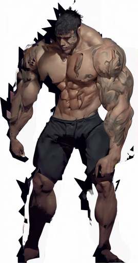 Make his whole body look destroyed.