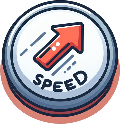 speed button, 2d, cartoon, blank background.
Single Game Texture.  In-Game asset.  2d.  Blank background.  High contrast.  No shadows