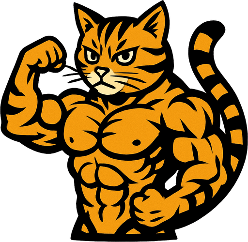 kaslı tekir kedisi.
In-Game asset.  2d.  High contrast.  No shadows