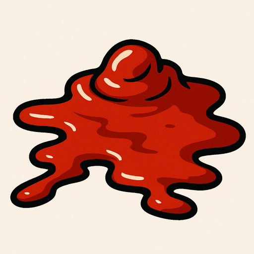 Dökülmüş ketçap.
In-Game asset.  2d.  High contrast.  No shadows