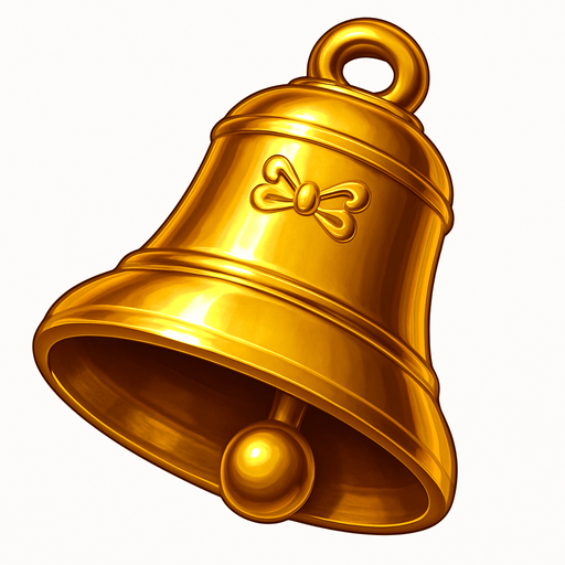 Crea un asset para el símbolo 'D' de Megaways: una Campana Dorada.
Una campana clásica de tragamonedas, pero con un acabado dorado metálico y pulido. Debe tener un brillo sutil y un diseño elegante. Puede tener un pequeño lazo o detalles decorativos. Estilo de casino tradicional y lujoso. Fondo transparente. Símbolo de ganancias (25x).
In-Game asset.  2d.  High contrast.  No shadows