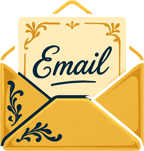 Carta de email elegante.
In-Game asset.  2d.  High contrast.  No shadows