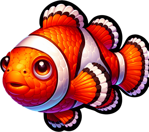 palyaço balığı.
Single Game Texture. In-Game asset. 2d. Blank background. High contrast. No shadows.