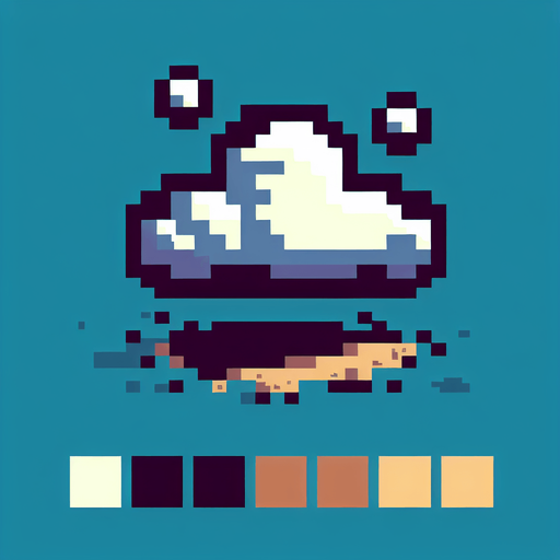 8 bit cartoon cloud. no shade. no shadow. Single Game Texture. In-Game asset. 2d. Blank background. High contrast. No shadows.