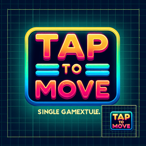 retro sign that says "Tap to Move" in neon colors..
Single Game Texture. In-Game asset. 2d. Blank background. High contrast. No shadows.
