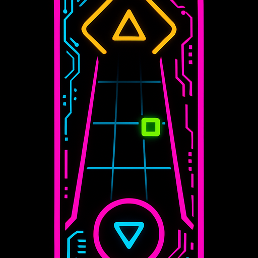 Cyberpunk style single lane for music rhythm game.
In-Game asset.  2d.  High contrast.  No shadows