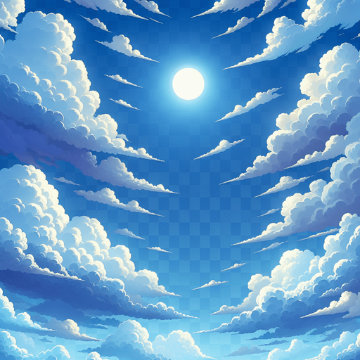 A sky with clouds, tileable
Single Game Texture. In-Game asset. 2d. Blank background. High contrast. No shadows.