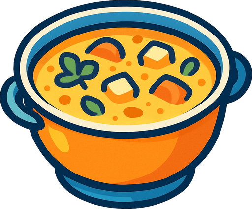 Soupe.
In-Game asset.  2d.  High contrast.  No shadows