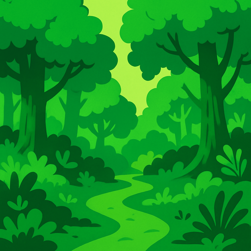 yeşil ormanlık alan.
In-Game asset.  2d.  High contrast.  No shadows