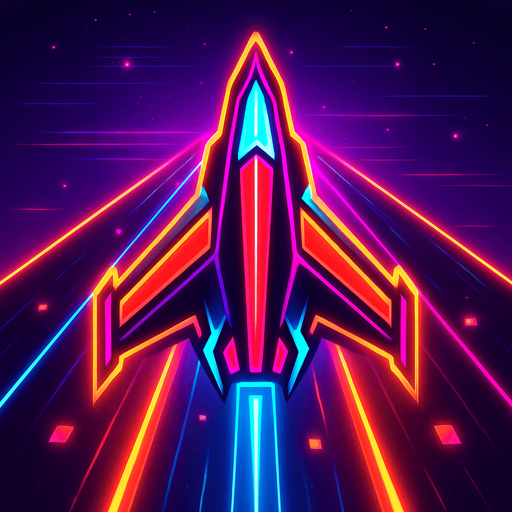 synthwave bright neon glow audiosurf or f-zero like ship
In-Game asset.  2d.  High contrast.  No shadows. facing upright vertical