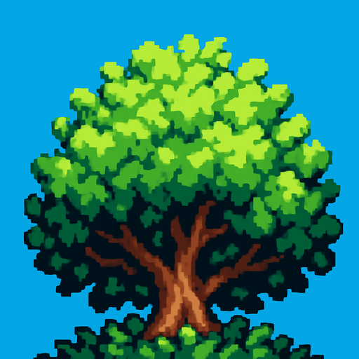 Quiero un arbusto visto desde abajo, en 32 bits.
In-Game asset.  2d.  High contrast.  No shadows