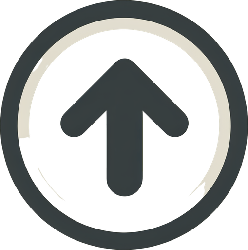 round button with a big "up" arrow icon and a small line under it.
UI