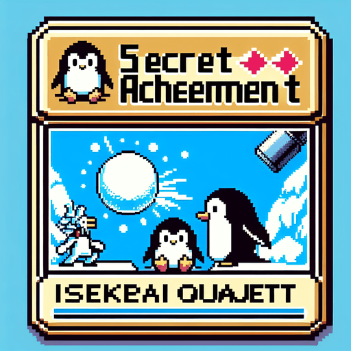 Make a 8-bit secret achievement.
Title:isekai quartet
description:hit the snowball at a penguin in a position of a character positioned in the isekai quartet logo
