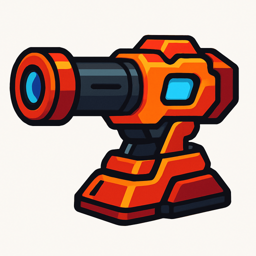 space shooter cannon.
In-Game asset.  2d.  High contrast.  No shadows