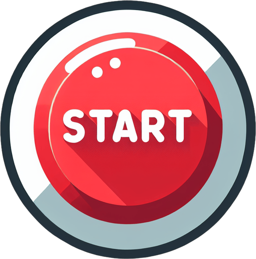 A start button. White on Red..
Single Game Texture. In-Game asset. 2d. Blank background. High contrast. No shadows.