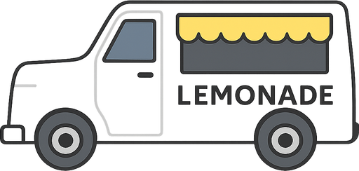 White fill Lemonade truck with tires, with lemonade stand space on behind, door, windows, white color fill. . No background. Transparent background. Blank background. No shadows. 2d. In-Game asset. flat
