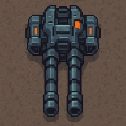 top down twin barrel sci-fi rapid machine gun cannon. pixel art