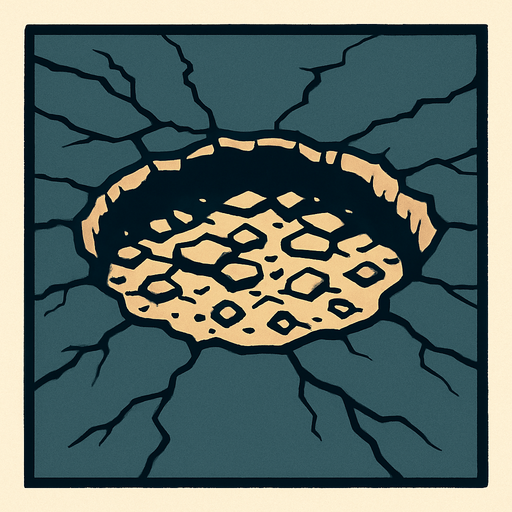 road pothole.
In-Game asset.  2d.  High contrast.  No shadows