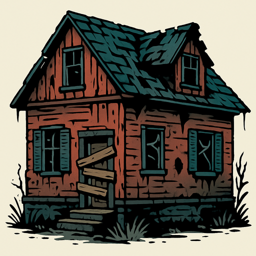 Terk edilmiş ev.
In-Game asset.  2d.  High contrast.  No shadows