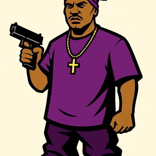 Ballas üyesi gang.
In-Game asset.  2d.  High contrast.  No shadows