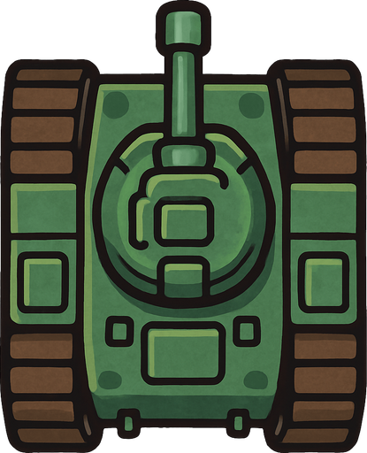 Tepeden bakış tank.
In-Game asset.  2d.  High contrast.  No shadows