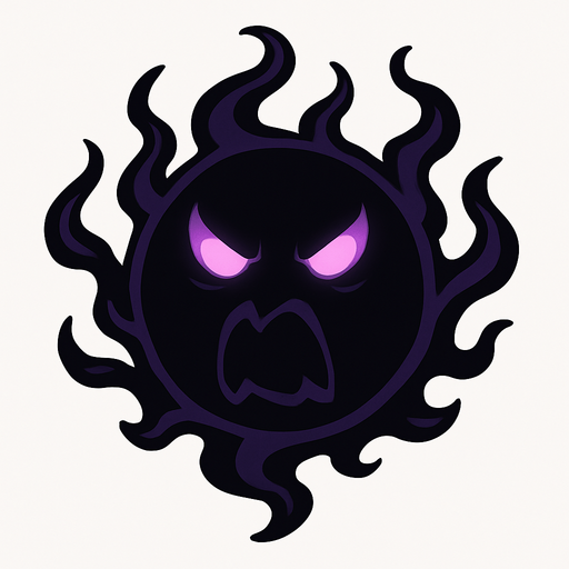 roh jahat berbentuk orb gelap.
In-Game asset.  2d.  High contrast.  No shadows