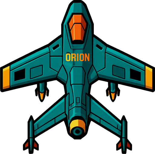 A Orion fighter UAV..
In-Game asset.  2d.  High contrast.  No shadows. Top down view