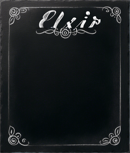 Word "ELIXIR" written in chalk