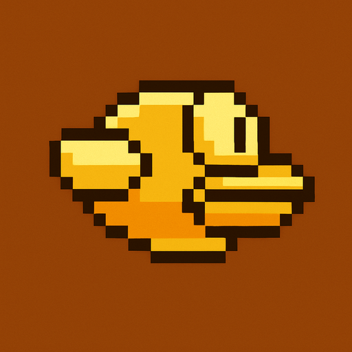 flappy bird gold icon. pixel art style.
In-Game asset.  2d.  High contrast.  No shadows