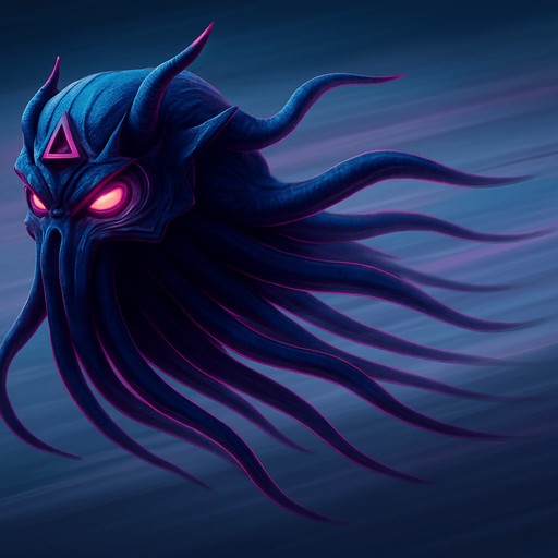 Suspended midair, flying fast, tentacles behind, fully in frame no edges cut off