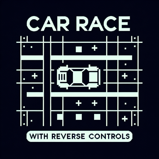 An black background with text "car race with reverse controls" in white colour in the top left corner very simple and small text.
Single Game Texture. In-Game asset. 2d. Blank background. High contrast. No shadows.