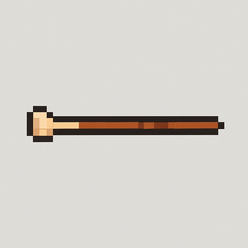 Horizontal drumstick for drum 2d pixelart.
In-Game asset.  2d.  High contrast.  No shadows