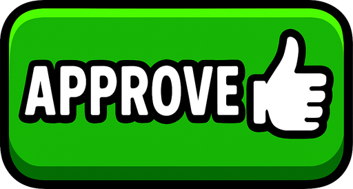 approval button.
In-Game asset.  2d.  High contrast.  No shadows