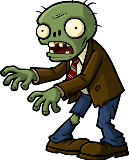 zombie de plants vs zombies.
In-Game asset.  2d.  High contrast.  No shadows
