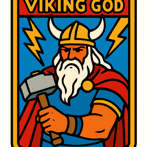 viking god card.
In-Game asset.  2d.  High contrast.  No shadows