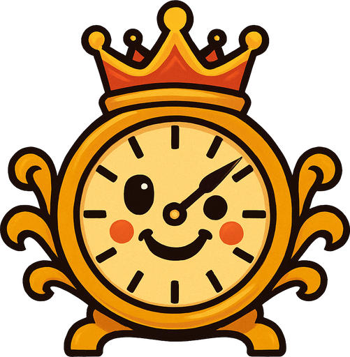 King clock smile face.
In-Game asset.  2d.  High contrast.  No shadows. Cartoon
