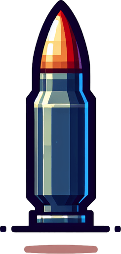 bullet'.
Single Game Texture.  In-Game asset.  2d.  Blank background.  High contrast.  No shadows