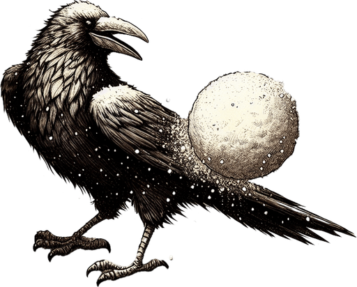 a pergament with a raven hit by a snowball on the top. At the bottom is the text: "Ravens may be naughty to deserve a snowball, but you should know, Ravens never forget!"