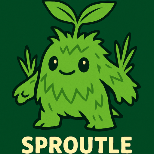 make creature image for grass elemental name is sproutle.
In-Game asset.  2d.  High contrast.  No shadows