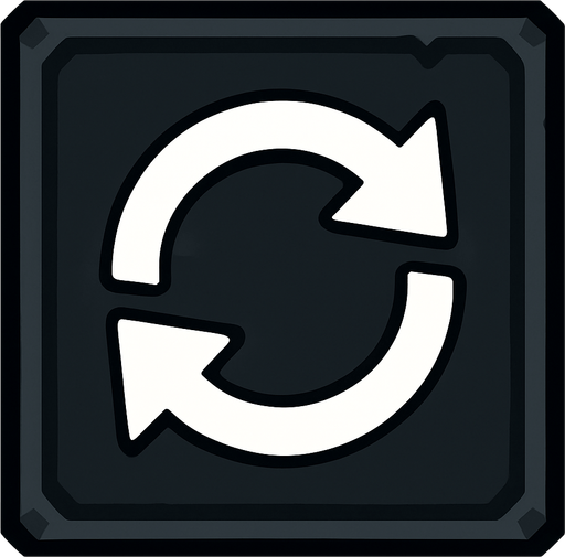 a dark colored refresh sign box.
In-Game asset.  2d.  High contrast.  No shadows