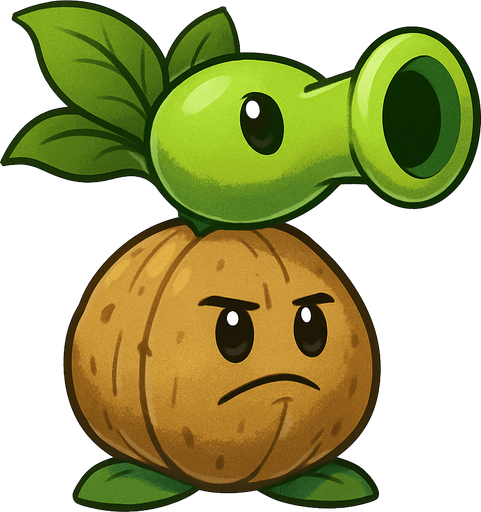 Una fusion del wallnut de plantas vs zombies con el lanza guisantes.
In-Game asset.  No shadows