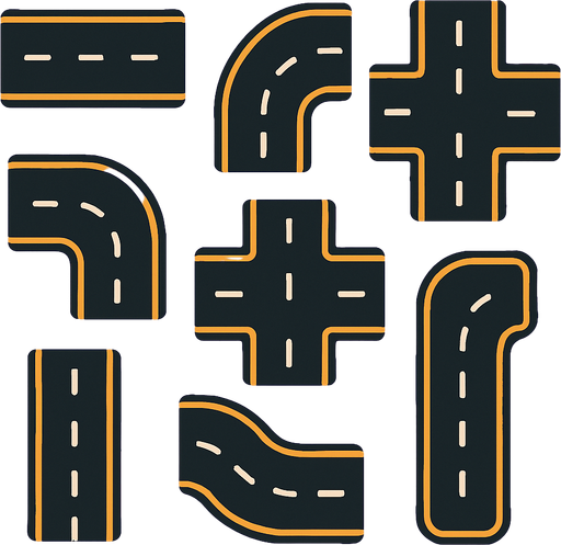 Roads.
In-Game asset.  2d.  High contrast.  No shadows