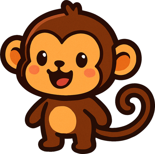 cute monkey.
In-Game asset.  2d.  High contrast.  No shadows