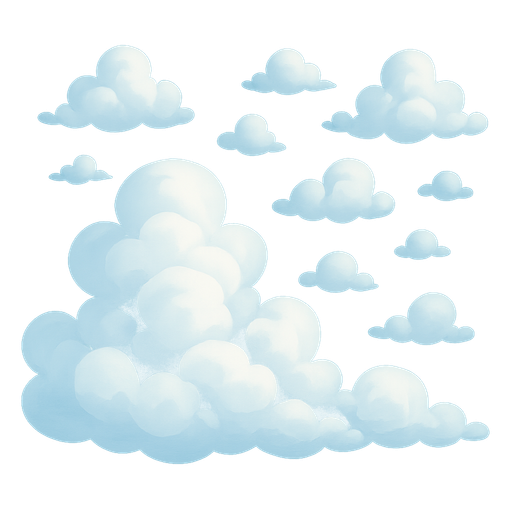 top down cloud and blue sky disney style image.
In-Game asset.  2d.  High contrast.  No shadows