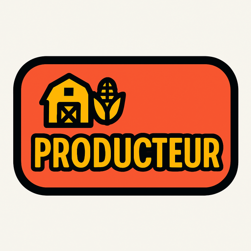 PRODUCTEUR BUTTON.
In-Game asset.  2d.  High contrast.  No shadows