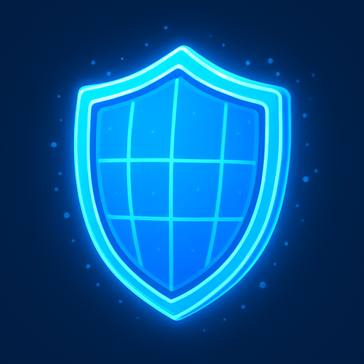 2D golgesiz mavi renkte panelli fantastik holografik bir kalkan.
In-Game asset.  2d.  High contrast.  No shadows