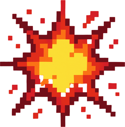 Boom effect pixel style.
In-Game asset.  2d.  High contrast.  No shadows